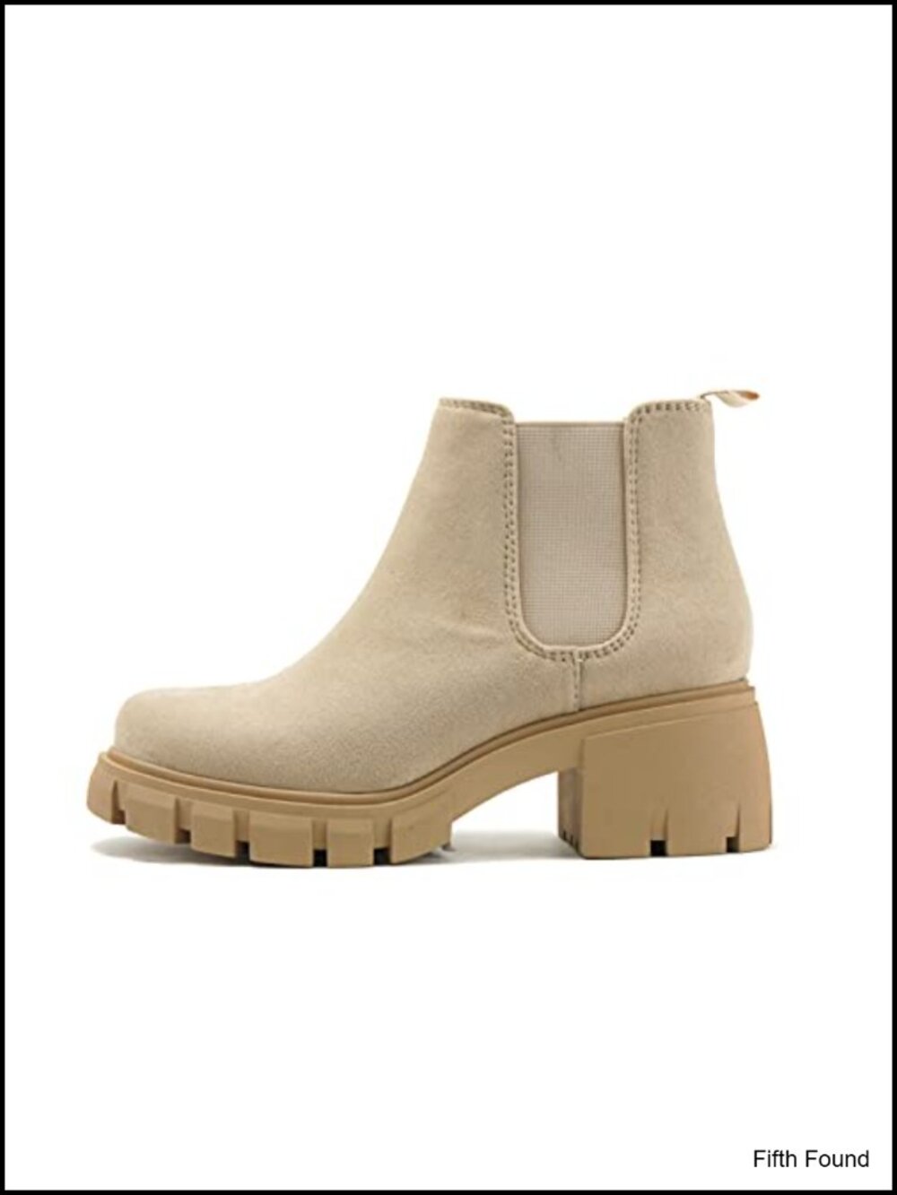Lug Sole Mid Heel Chelsea Ankle Bootie with Double Elastic Gore